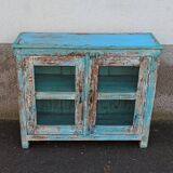 Small blue wooden display case