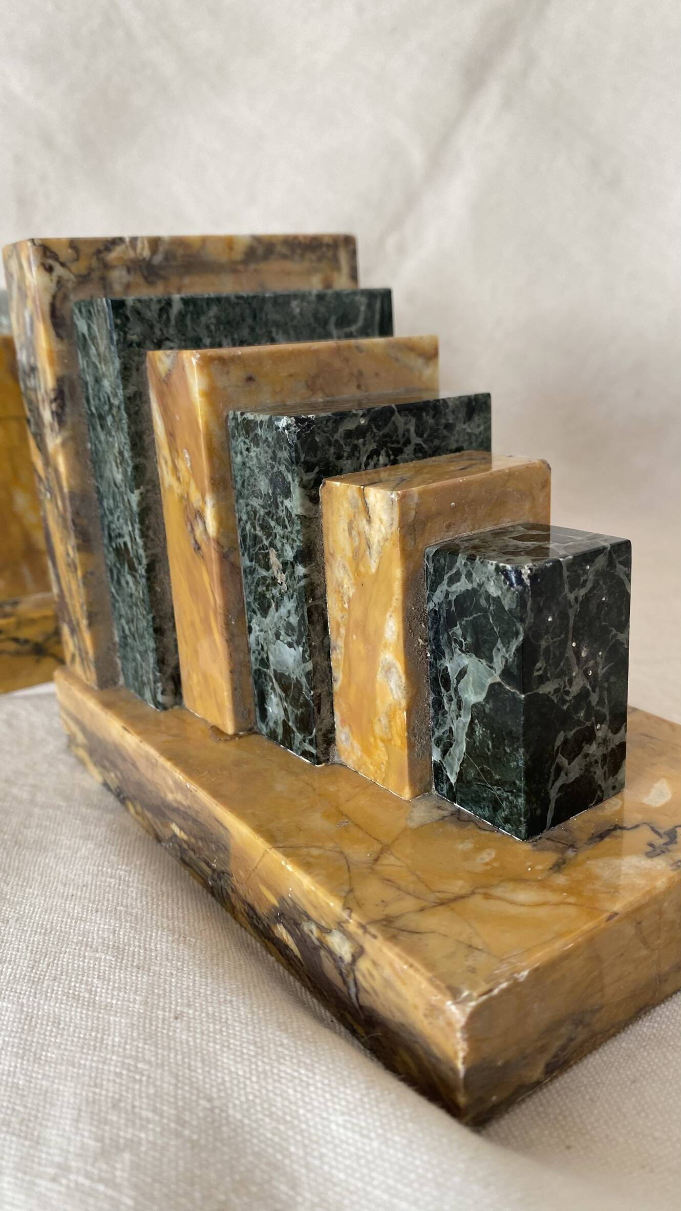 Pair of marble art deco bookends