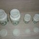 Set of 4 glass jars opal from italy white and green
