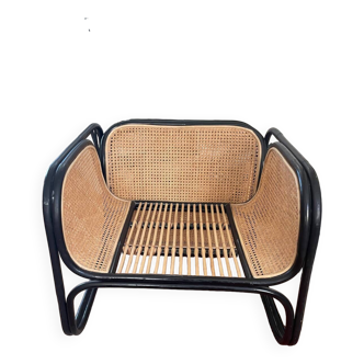 Cane and rattan armchair