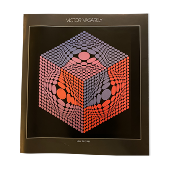 Poster victor vasarely - hexa. sort. c, 1983