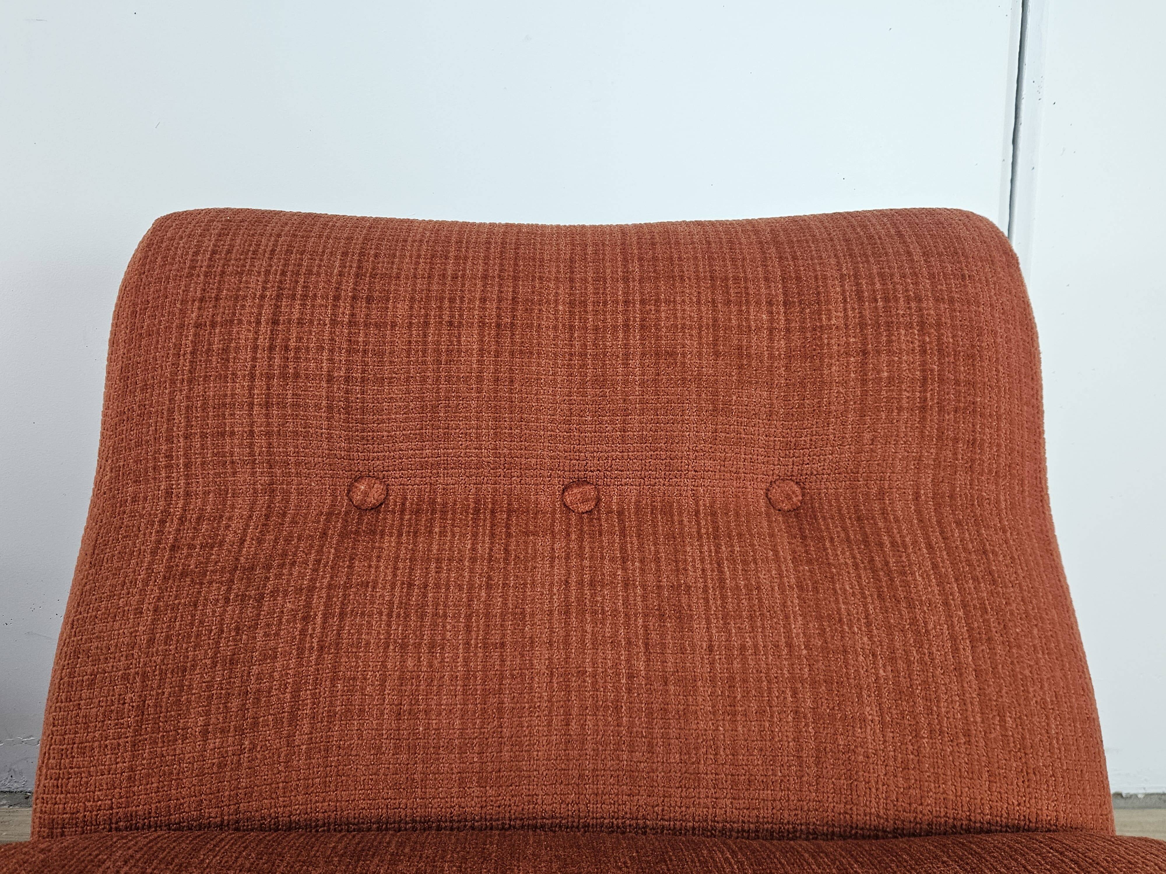 1970s modular armchairs in red fabric