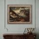 Antique painting landscape with characters from 18th century
