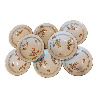 8 assiettes creuses en porcelaine de Gien modèle Sous bois