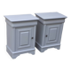 Pair of Louis Philippe style bedside tables 1 door 1 drawer gray