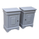 Pair of Louis Philippe style bedside tables 1 door 1 drawer gray