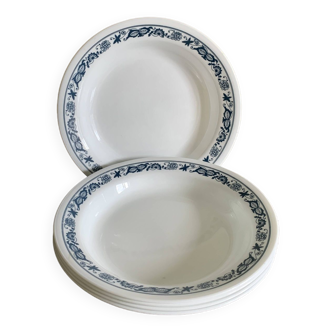 5 assiettes creuses à fleurs bleues Corelle Usa