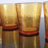 6 old amber colored glasses "lever" year 1970