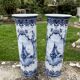 Pair of Delft vases with blue marine decoration