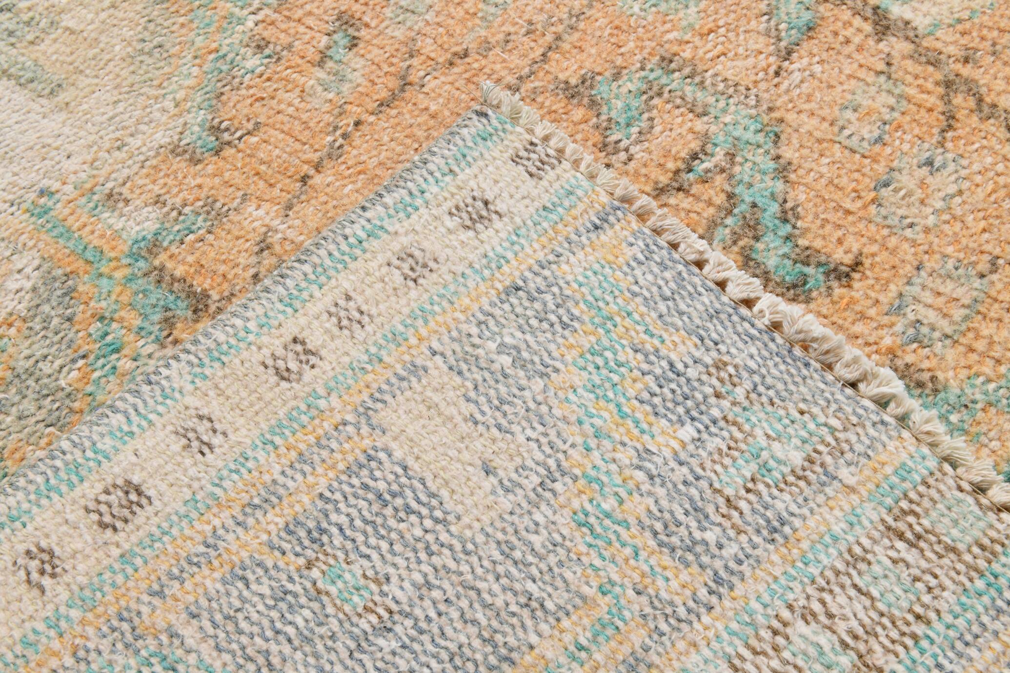 6x9 Pale Orange Oriental Vintage Rug 182x270Cm SK 21429