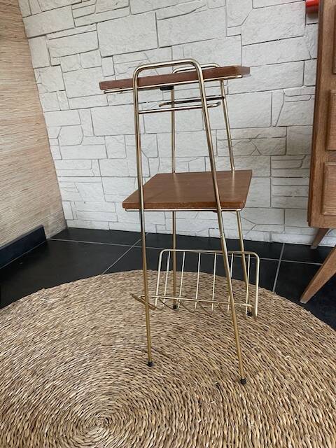 Bolster vintage magazine rack table gold metal
