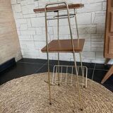 Bolster vintage magazine rack table gold metal