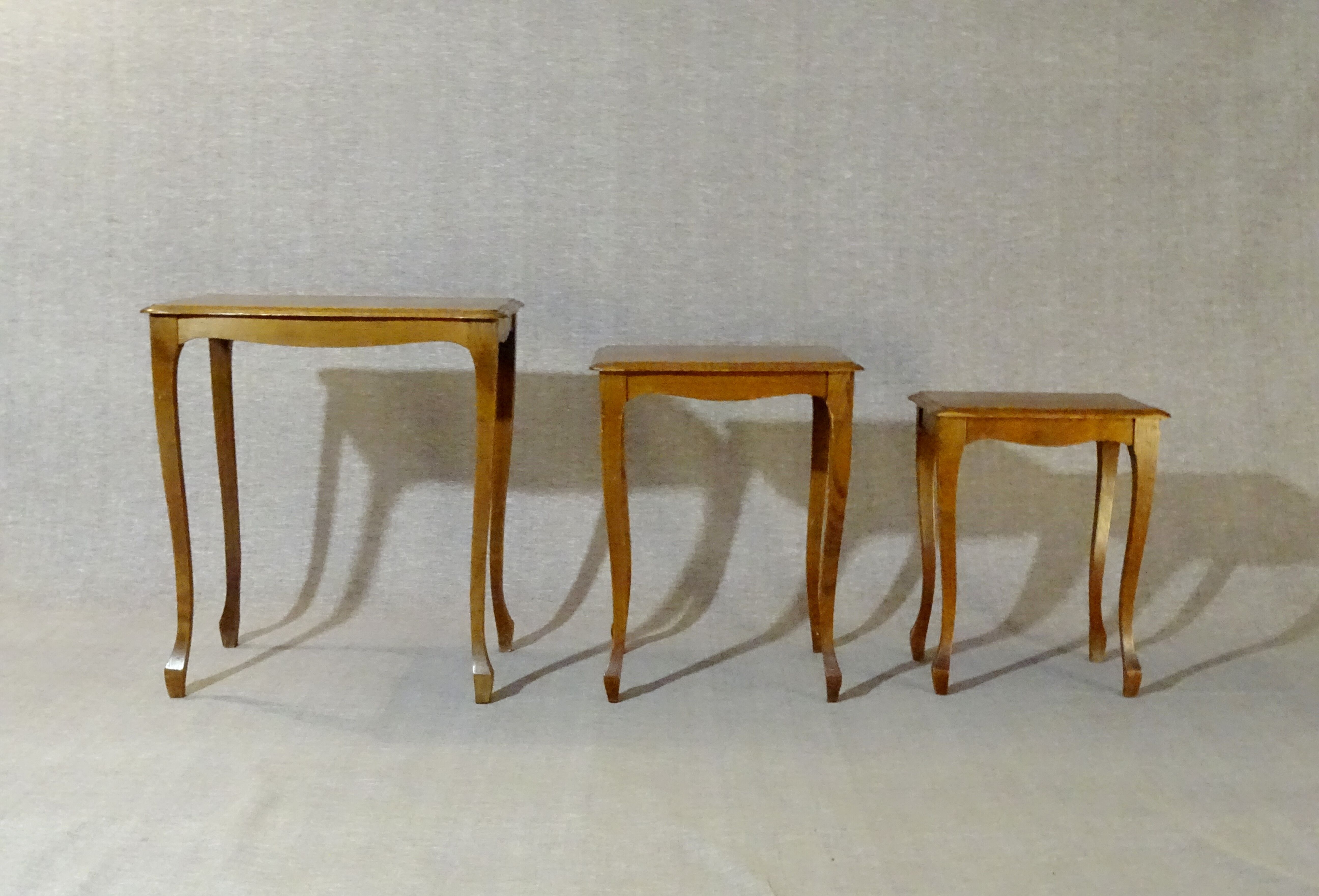 Set of 3 nesting tables circa 1970, oak