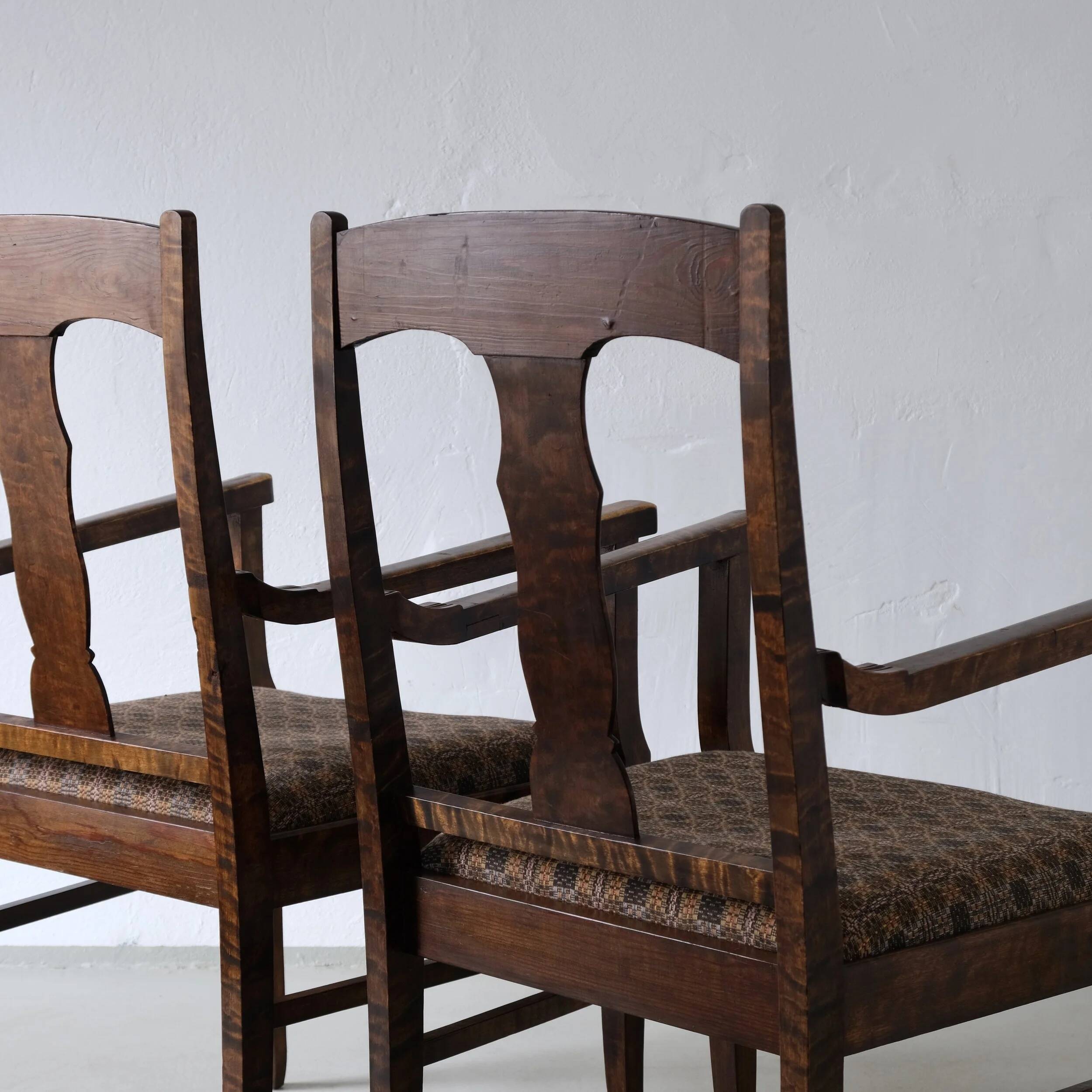 Biedermeier satin birch armchairs | Sweden | set of 2