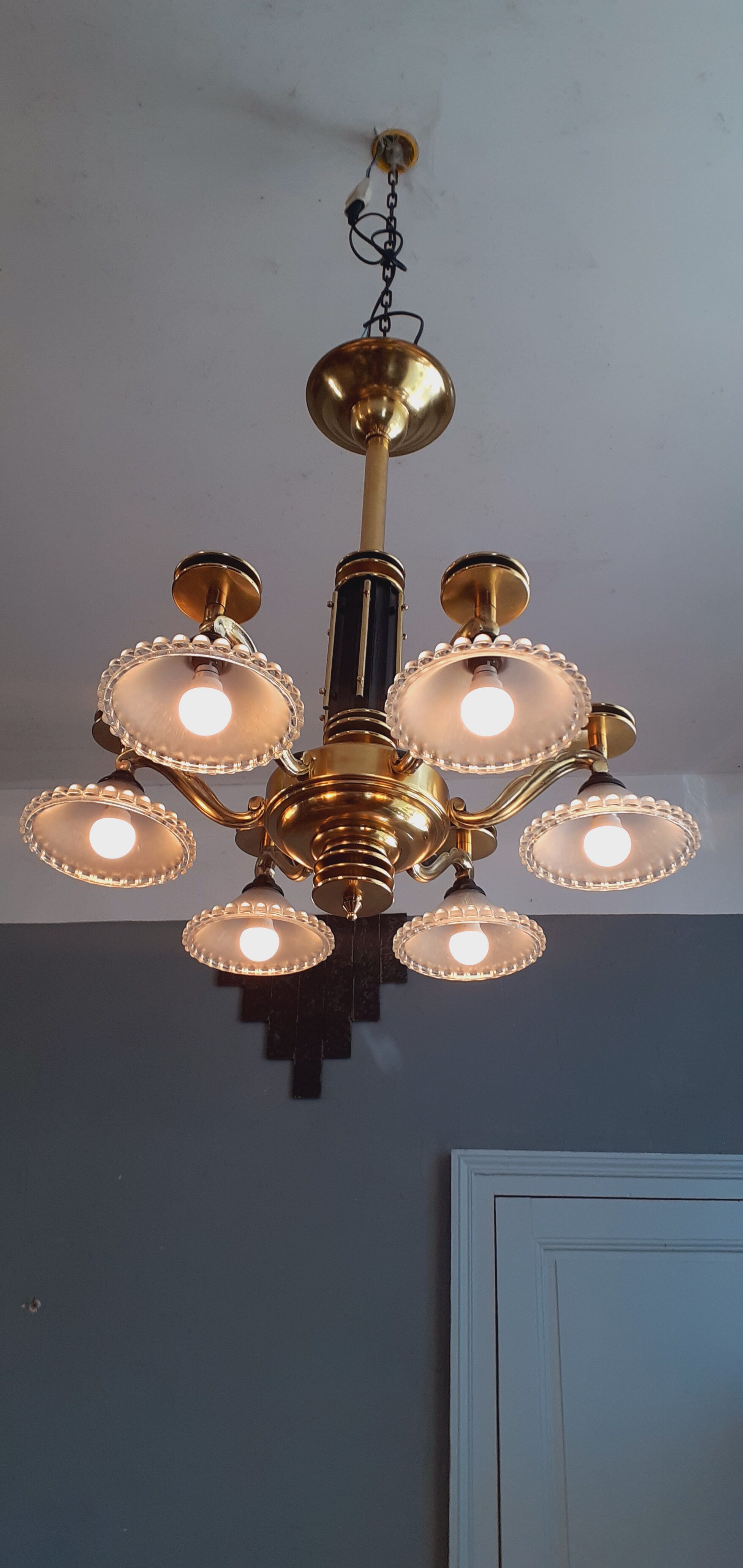 Art Deco chandelier six lights year 40
