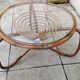 Table basse osier et verre vintage