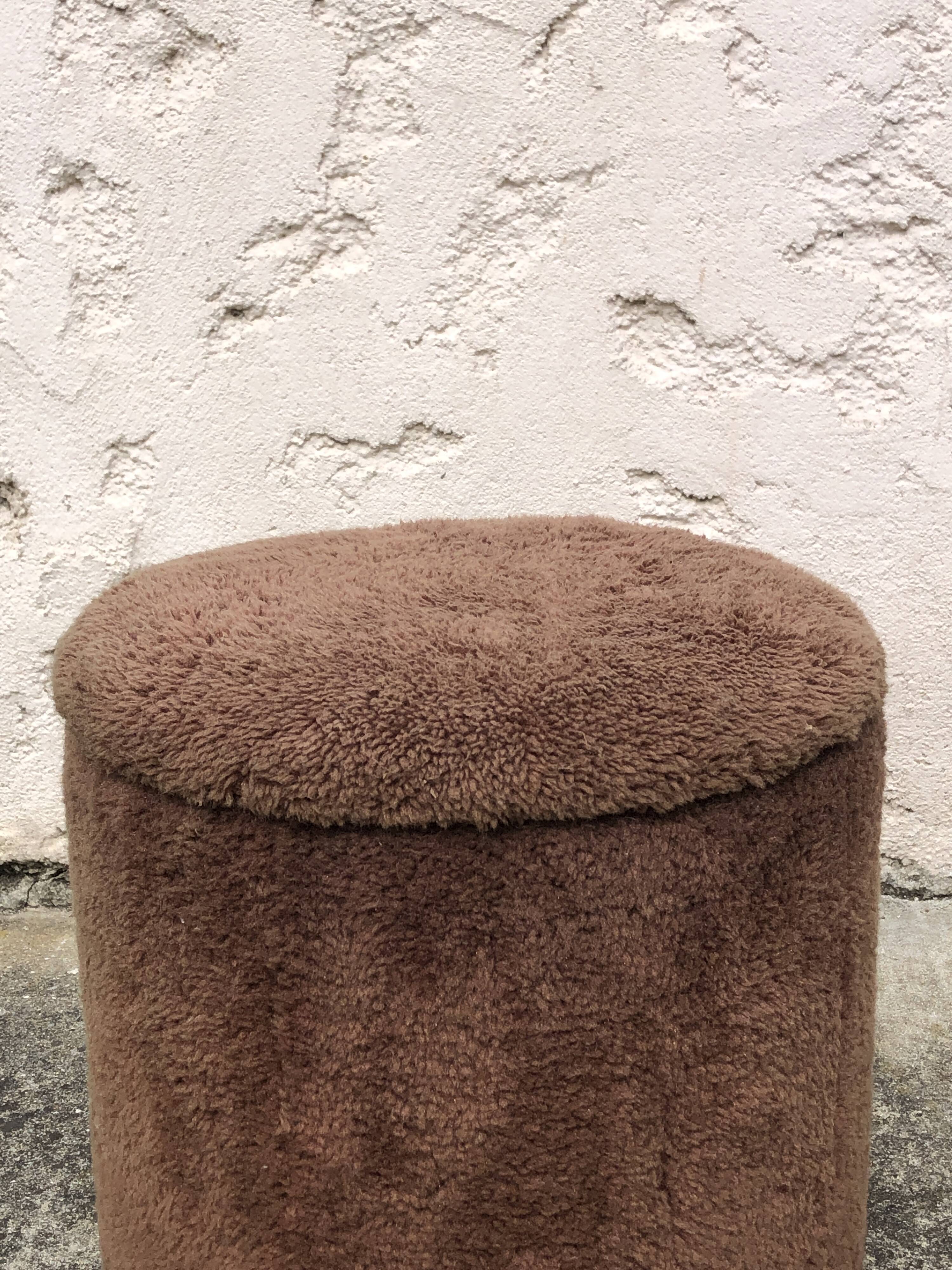 Chuff pouf in brown moumoute, 1970s