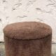 Pouf coffre en moumoute marron, années 1970