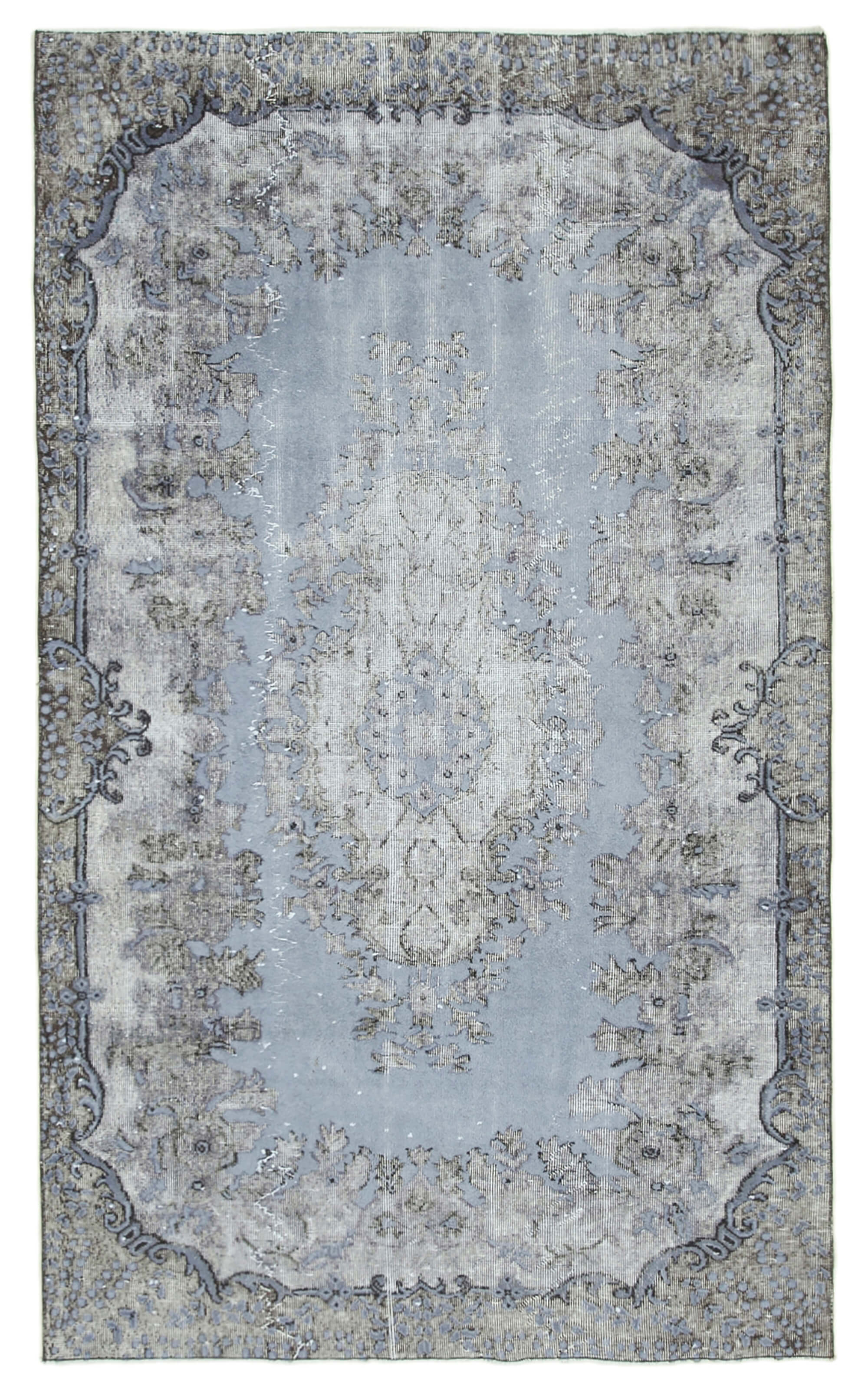 Hand-knotted distressed oriental 1980s 158 cm x 267 cm grey carpet