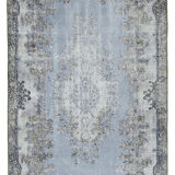 Hand-knotted distressed oriental 1980s 158 cm x 267 cm grey carpet