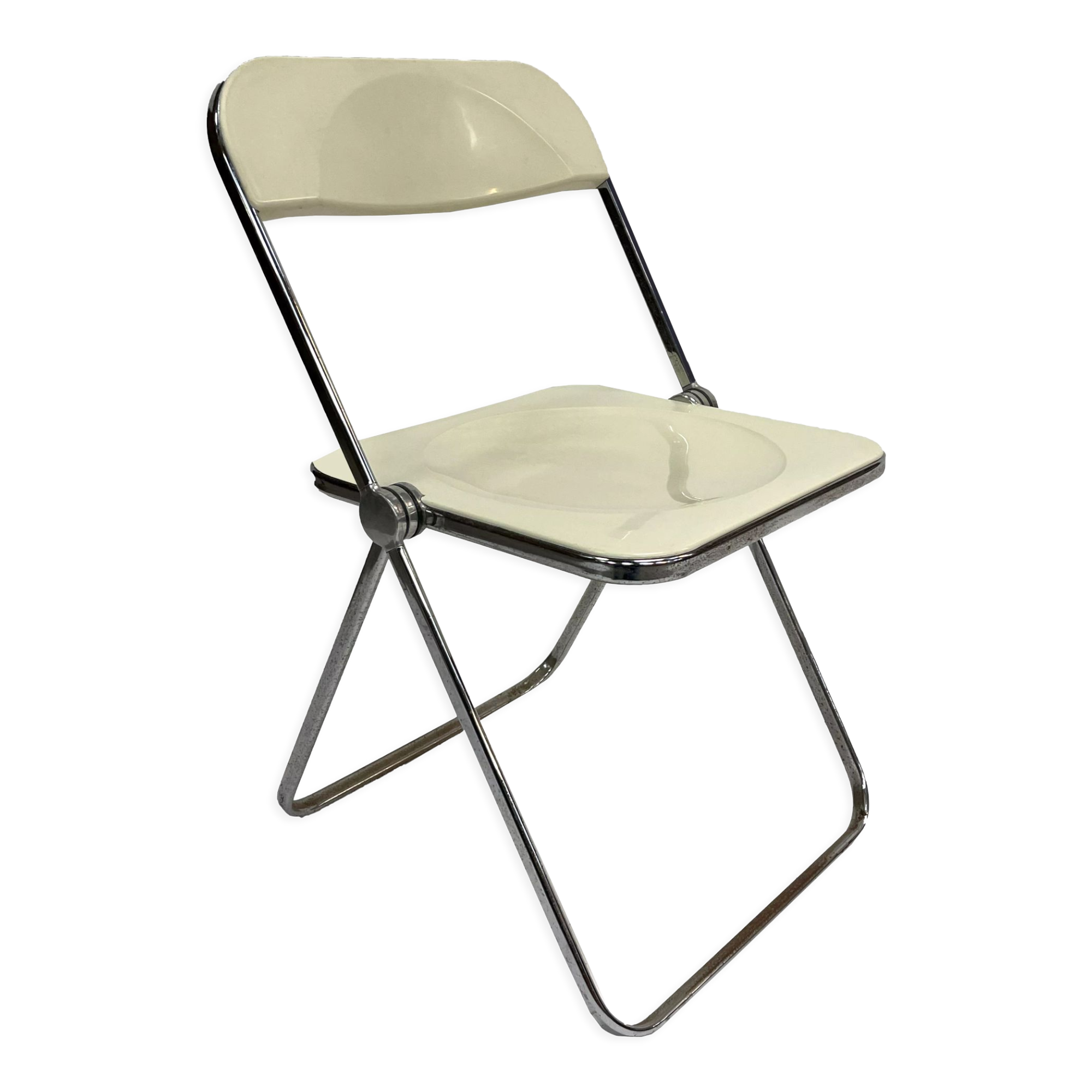 Giancarlo piretti plia lucite folding chair for castelli in white creme