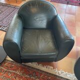 Green leather club chairs