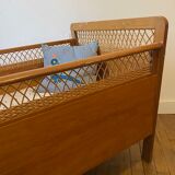 Wooden and wicker baby bed