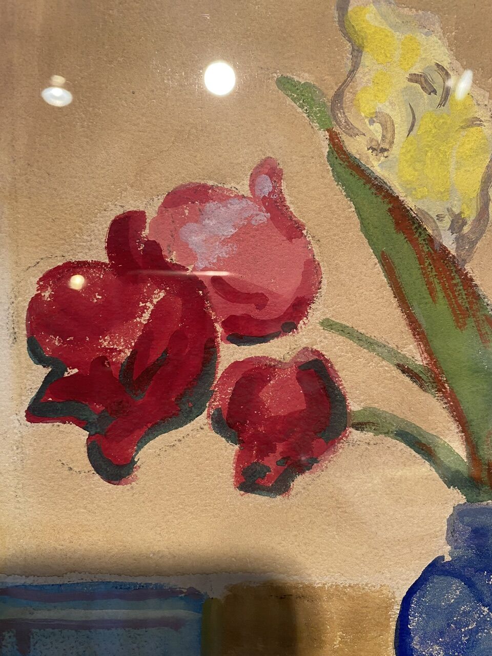 Old painting, still life with tulips, 70-80s