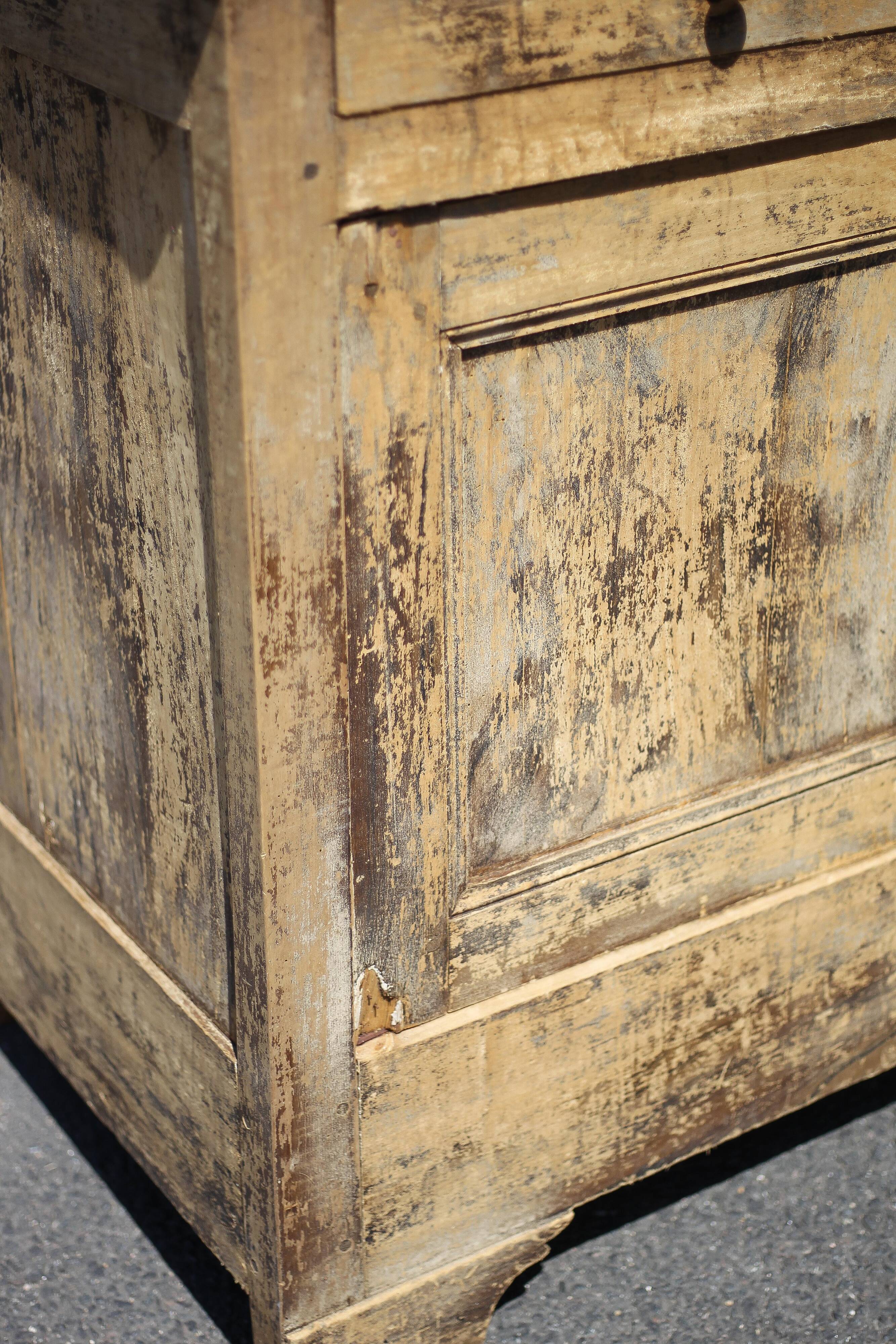 Old wooden sideboard, wooden furniture, brutalist storage furniture