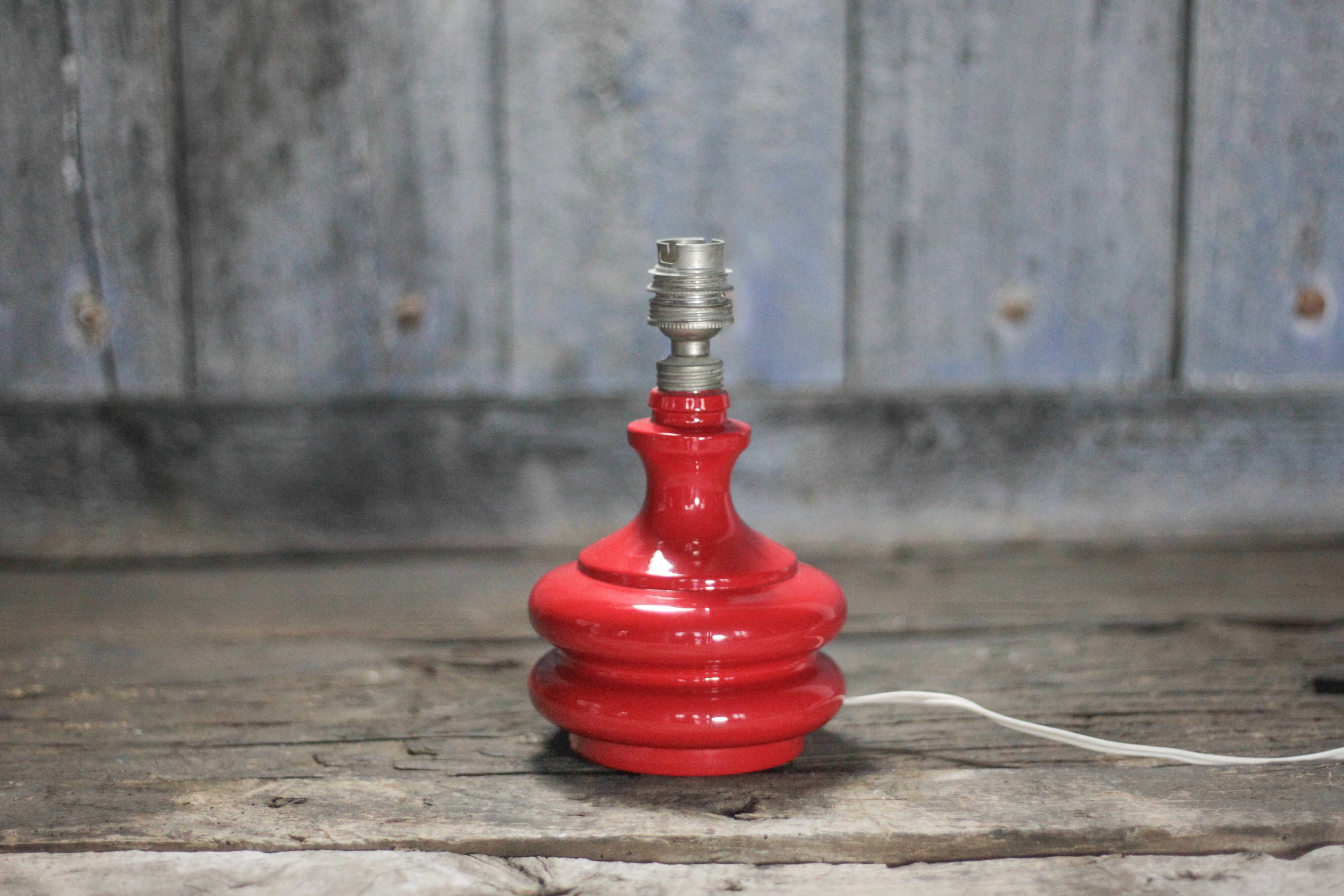 Vintage red glass lamp, table lamp, bedside lamp.