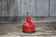 Vintage red glass lamp, table lamp, bedside lamp.
