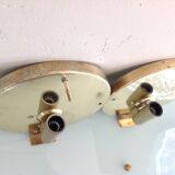 Pair of ice glass and brass wall lights by Limburg / vintage 60s-70s