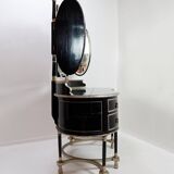Napoleon III style dressing table in black lacquered wood and 3 mirrors