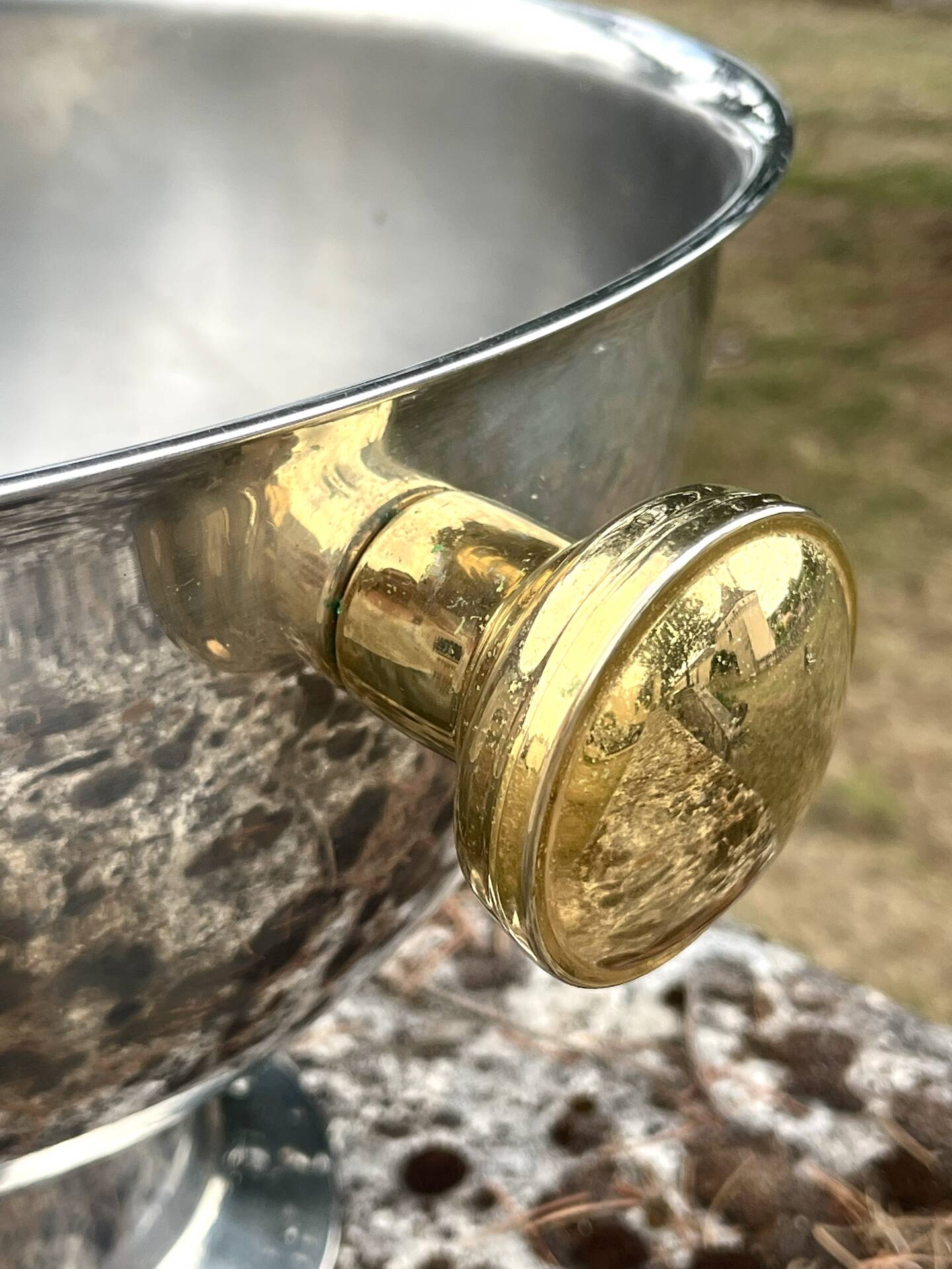 Large Aluminium Champagne Ice Bucket with Gold Tone Handles