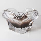 Murano ashtray transparent and smoked flower shape