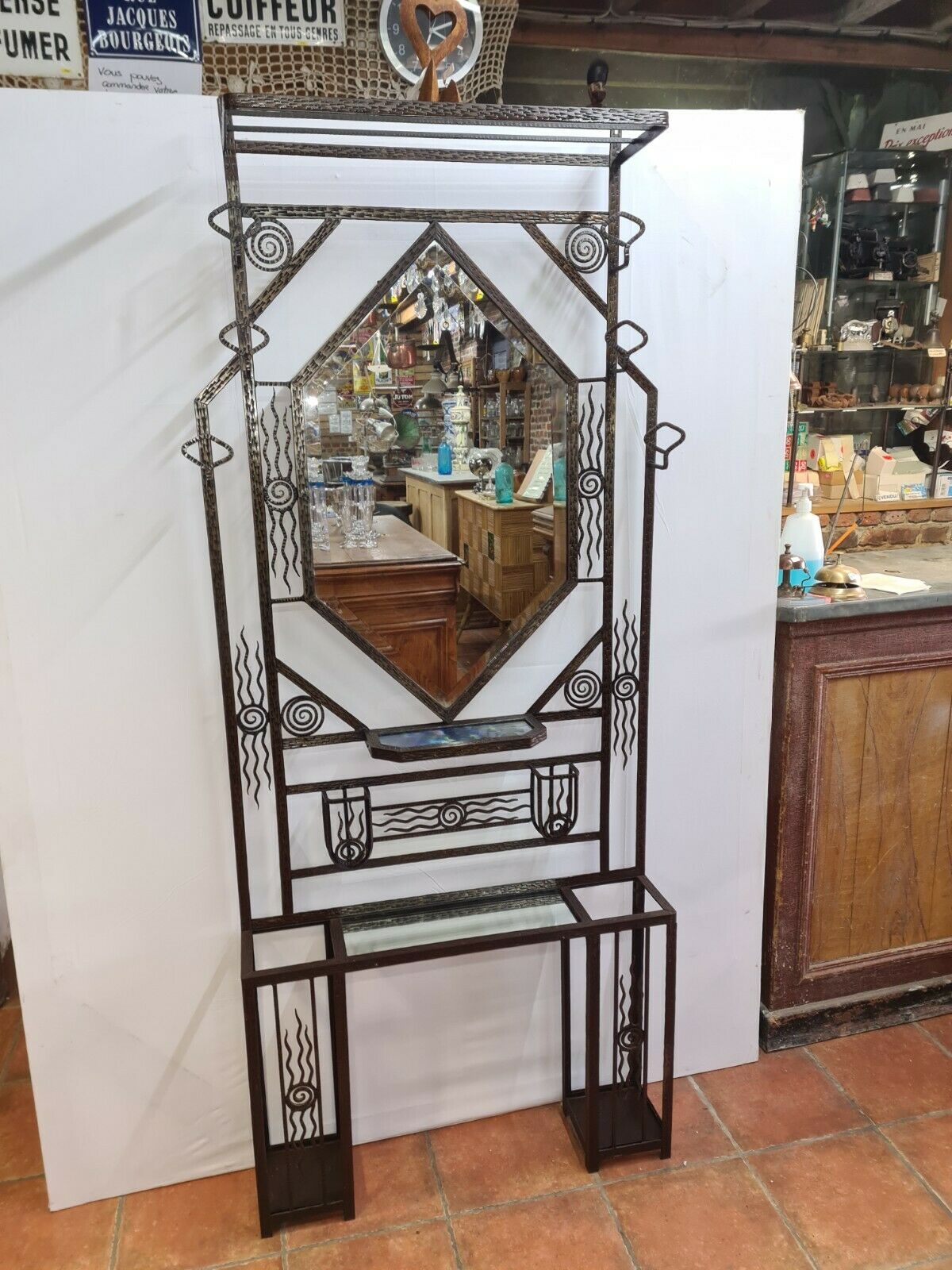 Wrought iron cloakroom art deco style