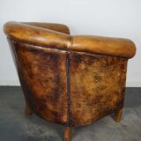 Vintage club armchair in leather color cognac Netherlands