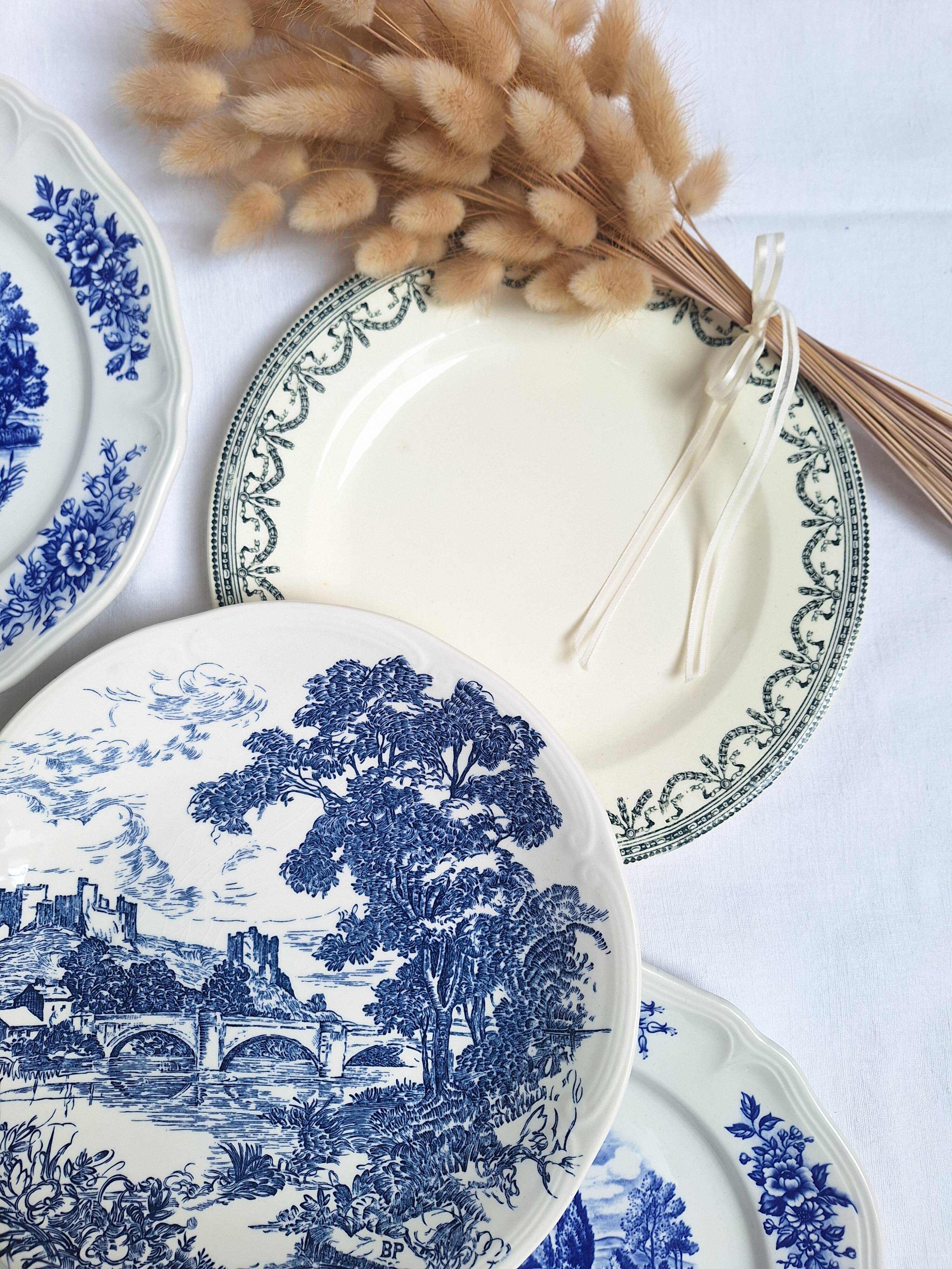 Vintage blue green dinner plates