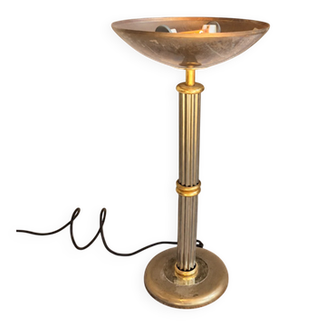 Rhoum JRL table lamp in gold and silver metal – Fluted column, made in France