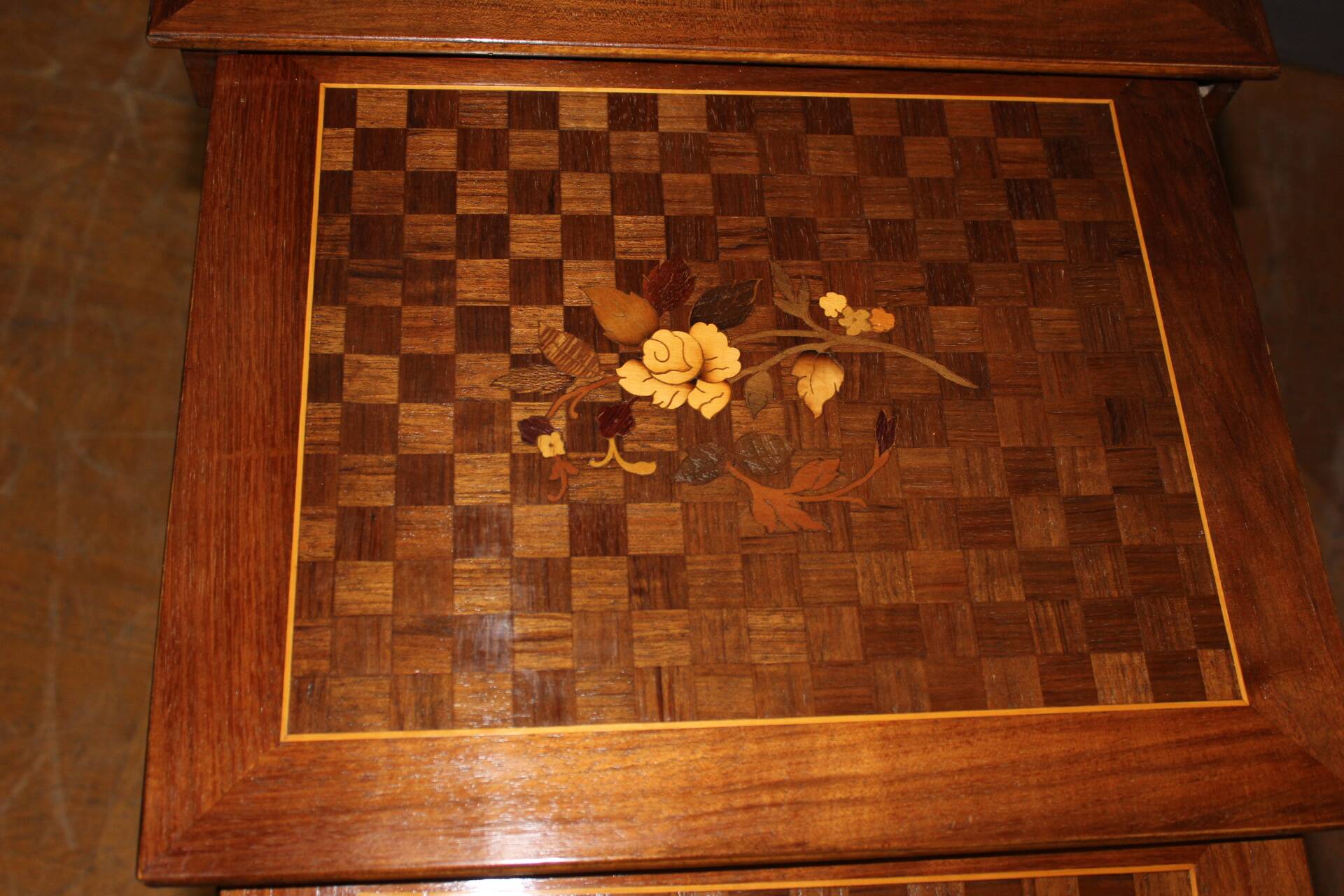 Set of Four Nesting Tables in Flower Marquetry circa 1900