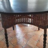 Table with turned wooden base