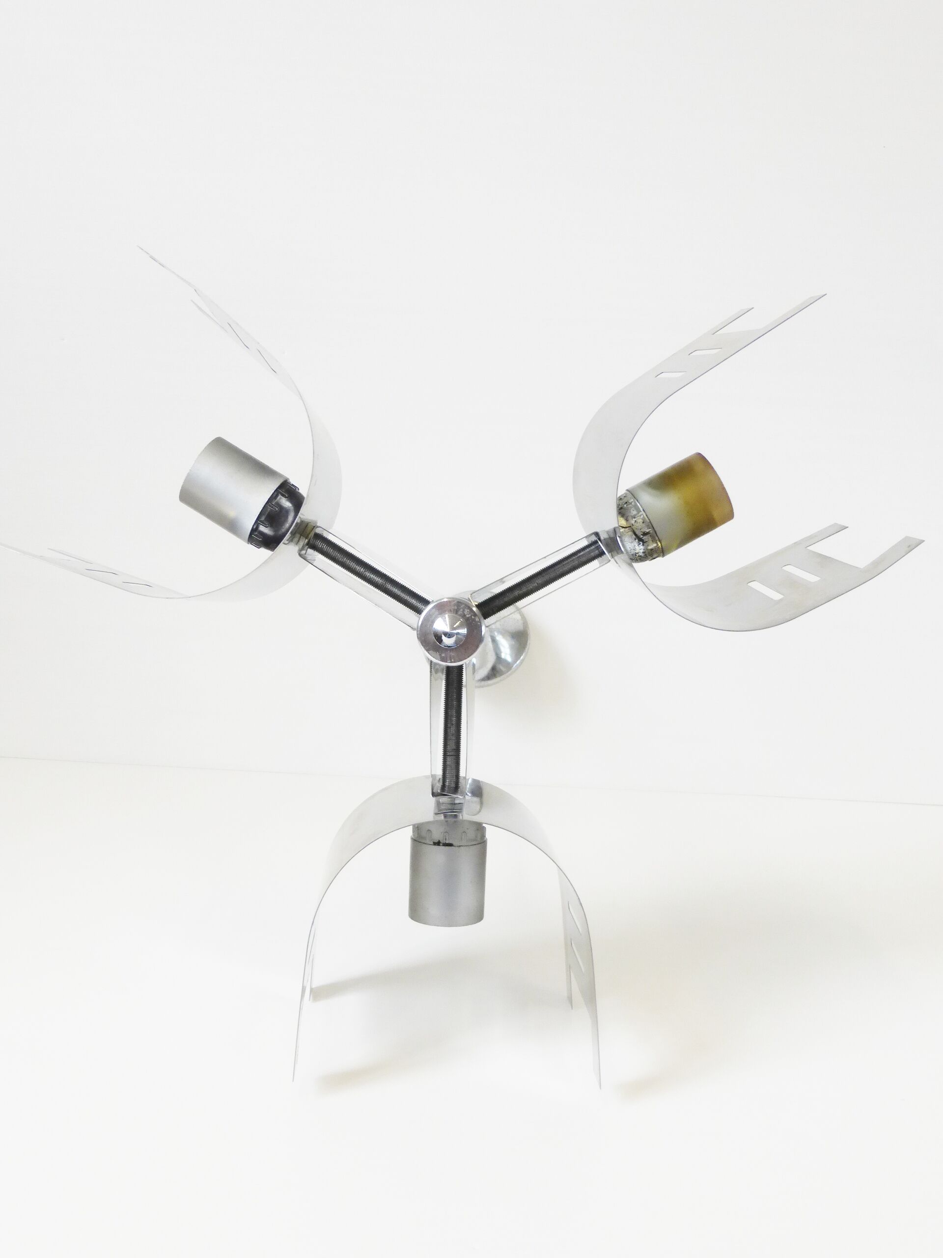 Chandelier ceiling light chrome steel 1970 vintage space age 70s seventies