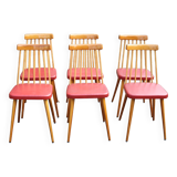 Set of 6 beech chairs from the 50s