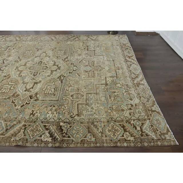 1970s Vintage Persian Handmade Wool Cotton Orange Area Rug 252x311