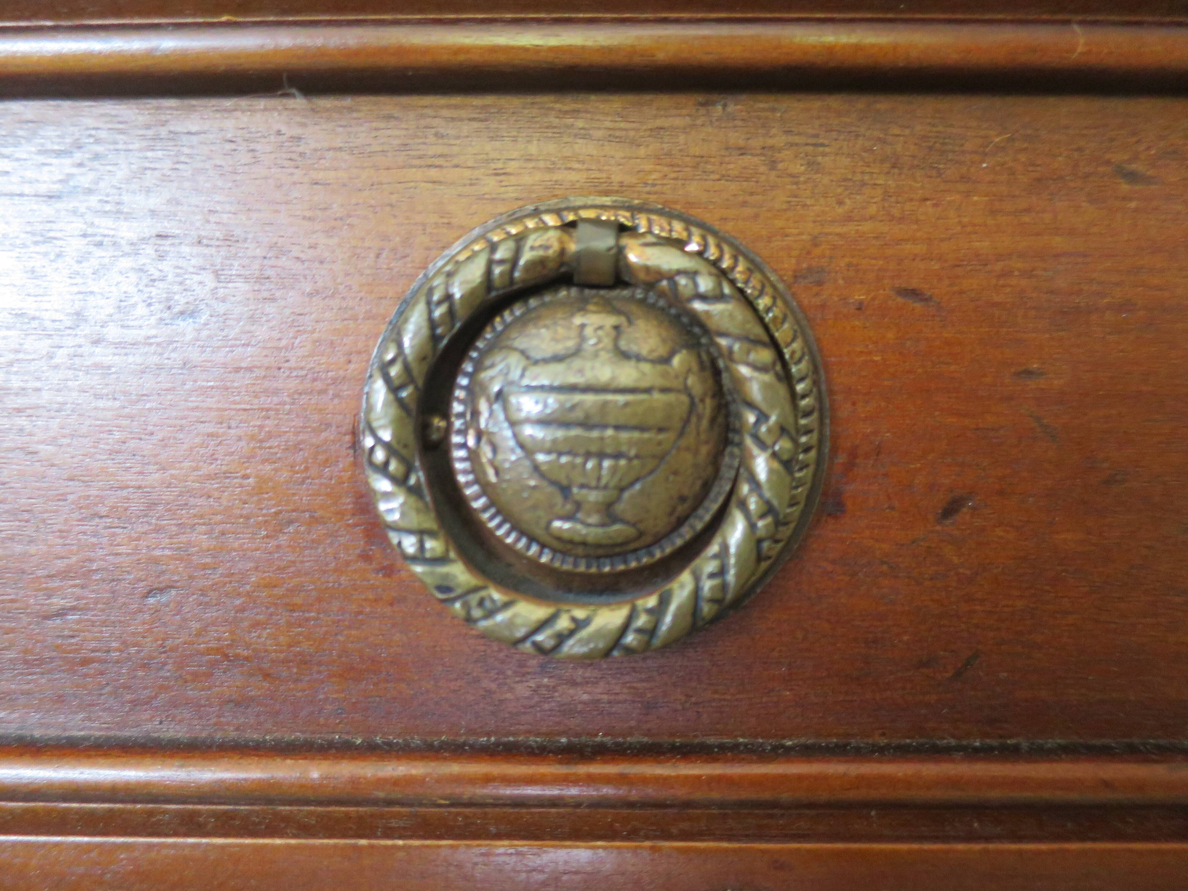 Louis XVI-style sideboard - 1 drawer - fluted legs - mahogany - solid wood