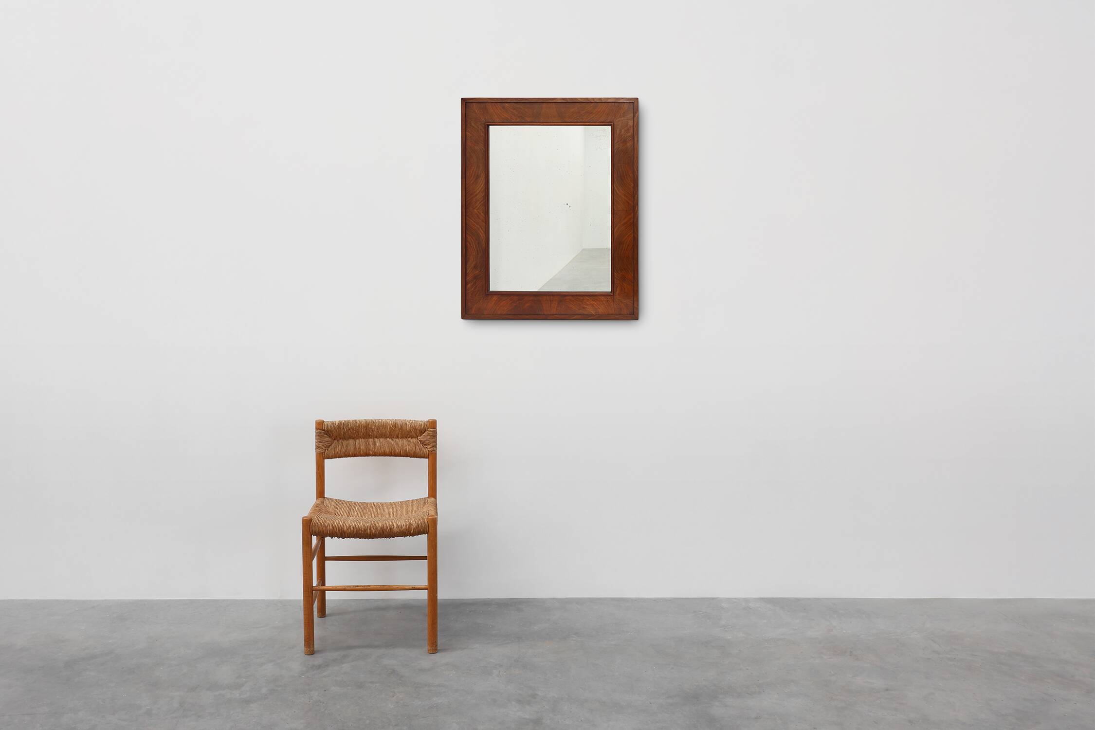 Antique rectangular walnut wall mirror, France ca. 1880