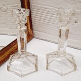 Pair of glass candlesticks
