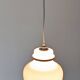 Suspension in white opaline with chrome trim, France circa 1970.