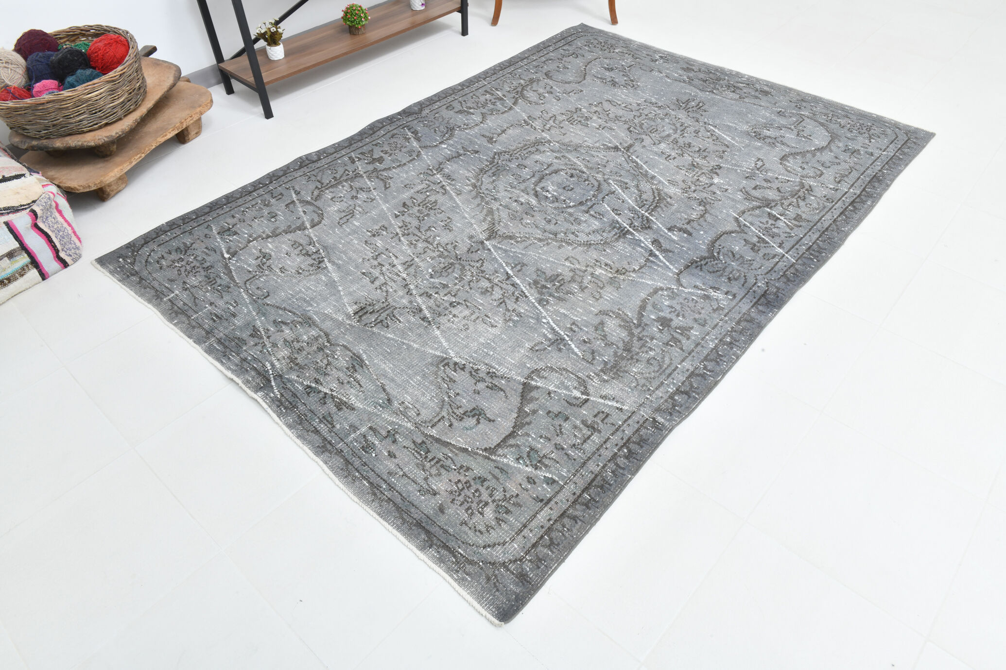 6x8 dark gray classic vintage rug,176x256cm