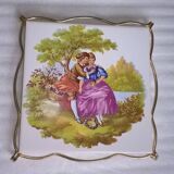 Old underside or flat rest with Fragonard Villeroy and Boch earthenware decor.